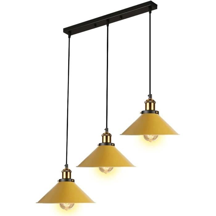 IDEGU Rétro Suspension Luminaire Industriel Lustre Vintage en Bois Rotin Blanc Plafonnier Design Cage Réglable pour Salon Chambre - Maison