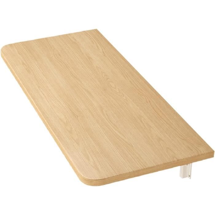 Bureau Pliable Mural - HOMCOM - Avec étagères De Rangement Et Placard - Gain De Place - 100 X 18 X 74 Cm - Effet Bois Naturel - Maison