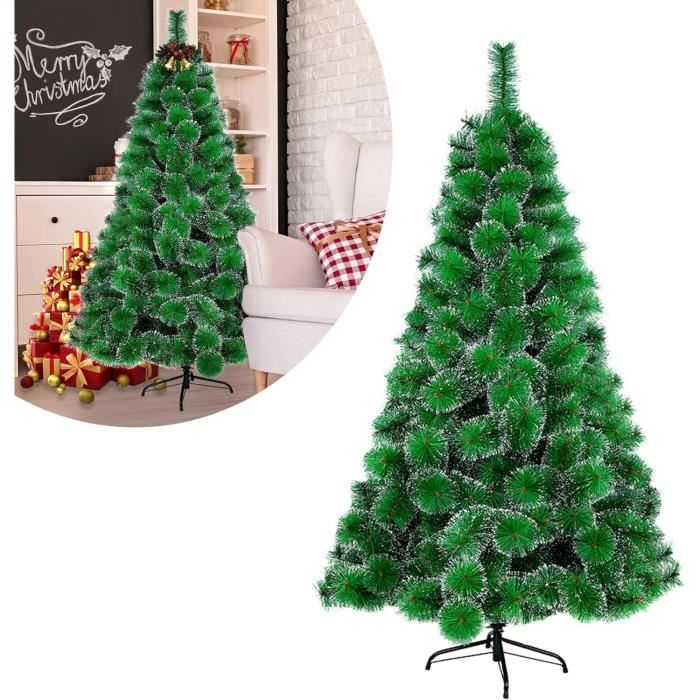 Sapin De Noël Artificiel En Pvc - 150 Cm - Ignifuge - Aiguilles De Pin Vertes Avec Effet Neige 