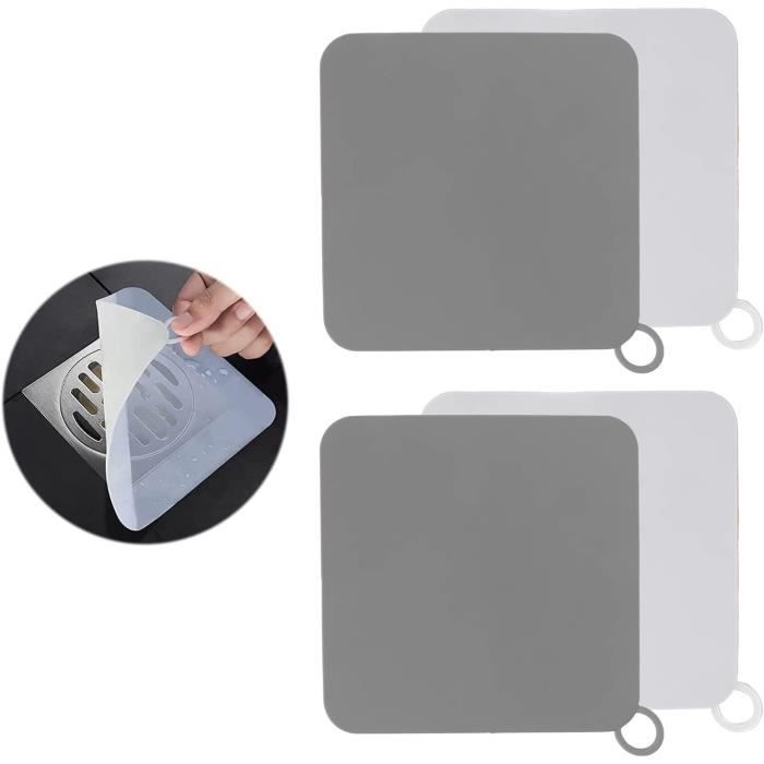 Lot De 2 Bouchons De Vidange En Silicone Gris - 20 X 20 Cm, Couvercle Anti-odeurs Et Insectes Pour Douche, évier, Salle De Bain