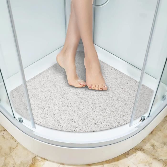 Tapis de douche antidérapant 80 x 100 cm – Tapis de bain de sécurité extra large avec trous de drainage, doux et confortable, en PVC Luffa Massage antidérapant pour douche, séchage rapide