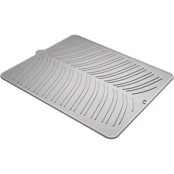 Lot De 2 Tapis D'égouttement En Silicone – 30x23 Cm, Résiste à 230°C, Antidérapant, Pour Vaisselle (Noir)
