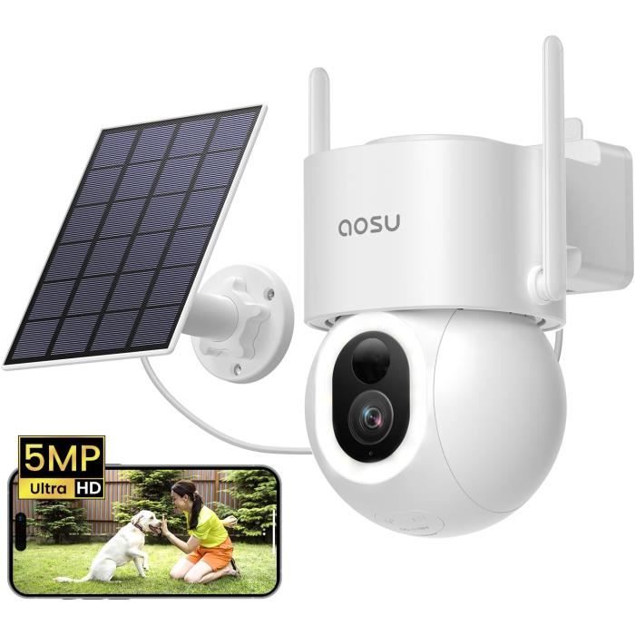 Caméra Sécurité Solaire 4G LTE Tosuny - 3 Objectifs 2K, Vue 360°, Détection Humaine AI, Pas De WiFi Nécessaire