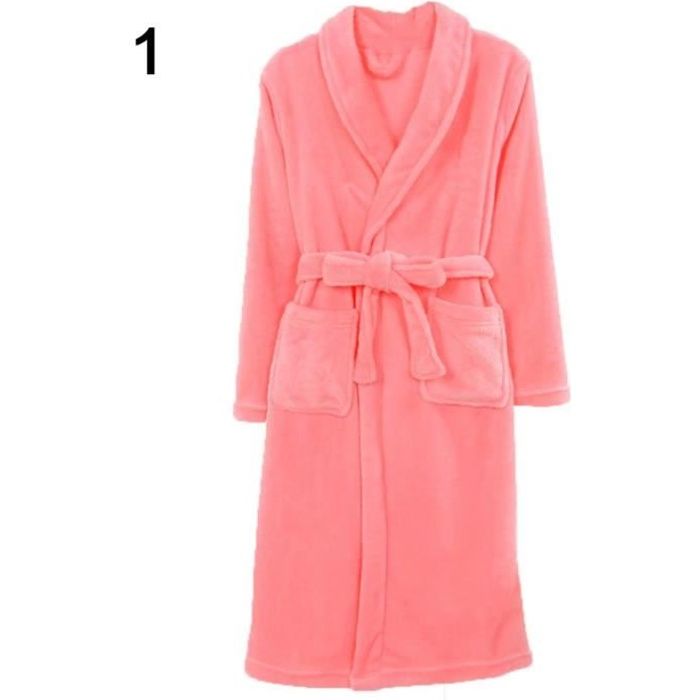 Peignoir Femme Hiver En Polaire épaisse - Manches Longues, Ceinture, Poches - Chaud Et Doux Pour La Maison