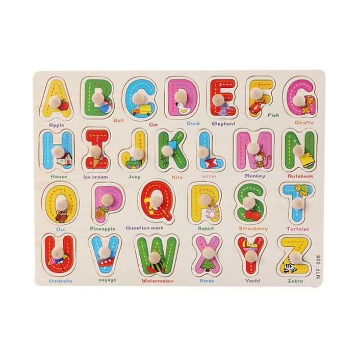 Jouet D Educatif Puzzle En Bois Alphabet Avec Petite Poignee Cadeau Pour Bebe Enfant Cdiscount Jeux Jouets