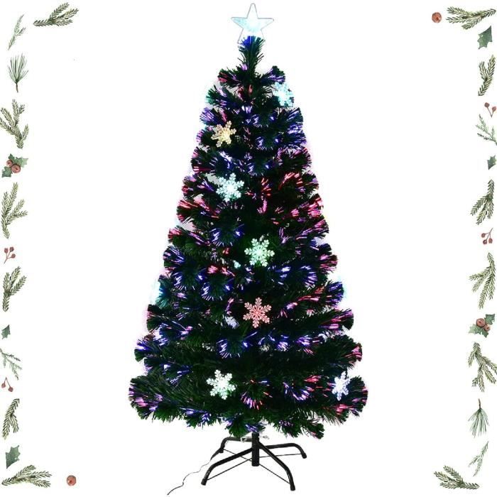 COSTWAY Sapin de Noël Artificiel LED 150cm Lumière Variable en Fibre