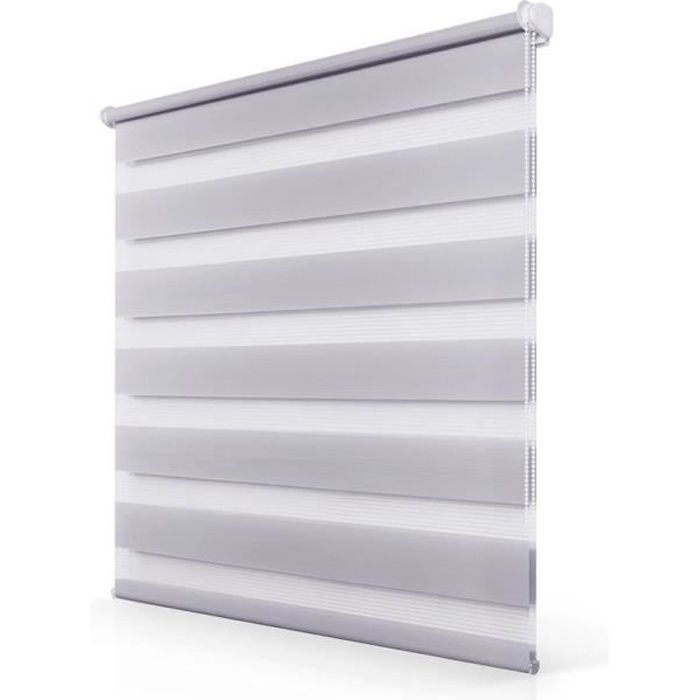 Bondeco Store Enrouleur Jour Nuit De Double Tissu Sans Perçage Ni Forage 2 Types Dinstallations Gris 65 X 150cm