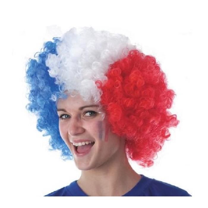 bleu blanc rouge 1 perruque neuve supporter équipe de France