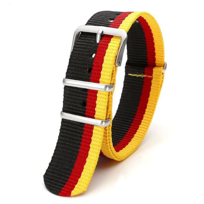 Bracelet De Montre ArtStyle 20mm – Nylon Coloré Noir/orange/vert – Homme