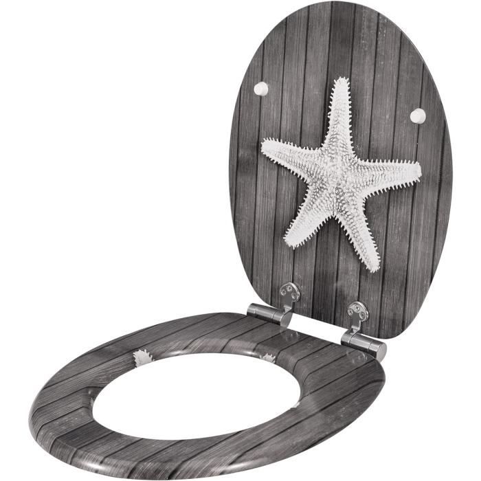Siège De WC En Bois MDF Avec Cœur – Mécanisme Fermeture Douce, 150 Kg Max