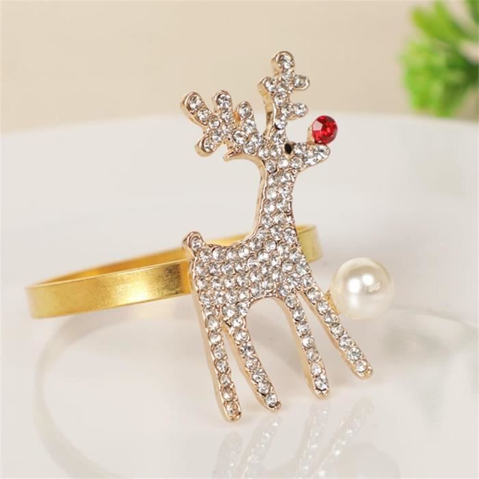 Lot De 12 Ronds De Serviette De Noël En Métal Doré - Forme Flocons De Neige, Décoration De Table Pour Fêtes Et Mariages