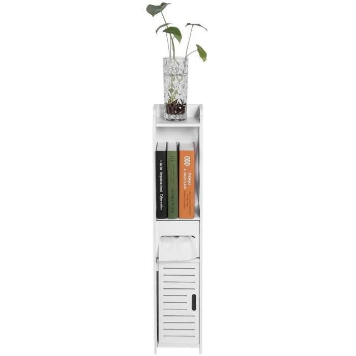 EBTOOLS Meuble colonne salle de bain blanc meuble gain de place pour salle de bain entrée salon chambre en bois en plastiq A177