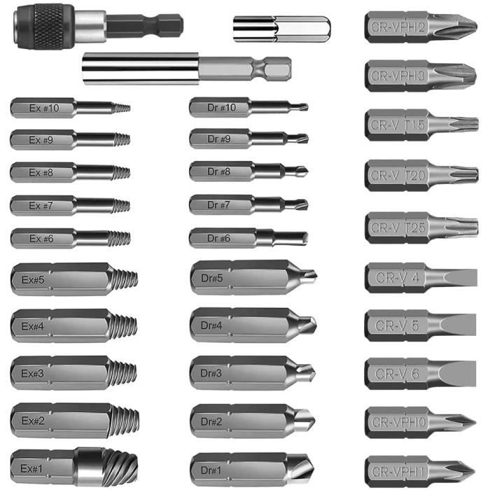 3-10 mm endommagé extracteur de vis Extracteur Foret Embout Boulon de goujon Tool Kit Nice