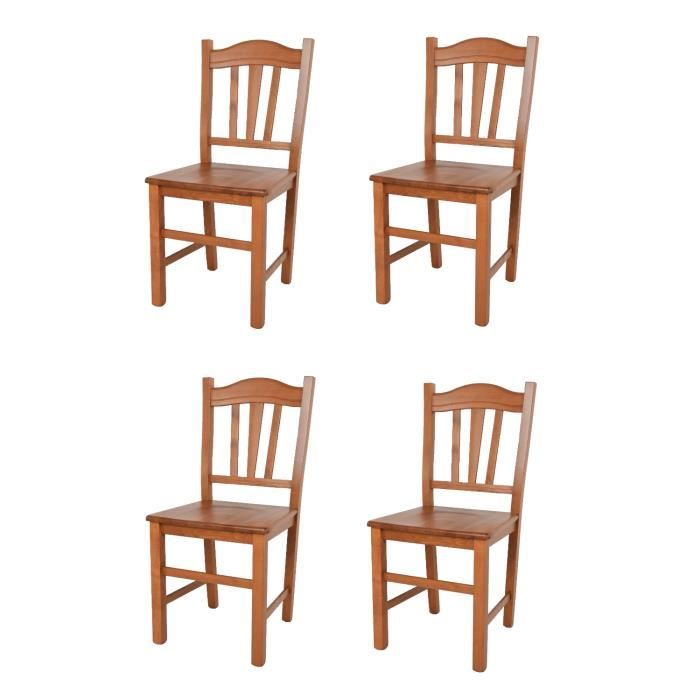 Tommychairs - Set 4 chaises cuisine SILVANA robuste structure en bois de hêtre peindré en couleur cerisier et assise en bois