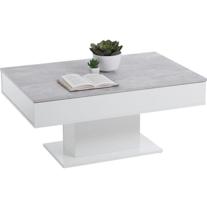 table basse fmd gris béton et blanc - contemporain - design - rallonge de table