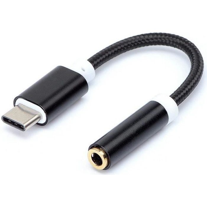 Usb C Type C Male Vers Audio Mini Jack 3 5mm Femelle Adaptateur Connecteur Bk Prix Pas Cher Cdiscount