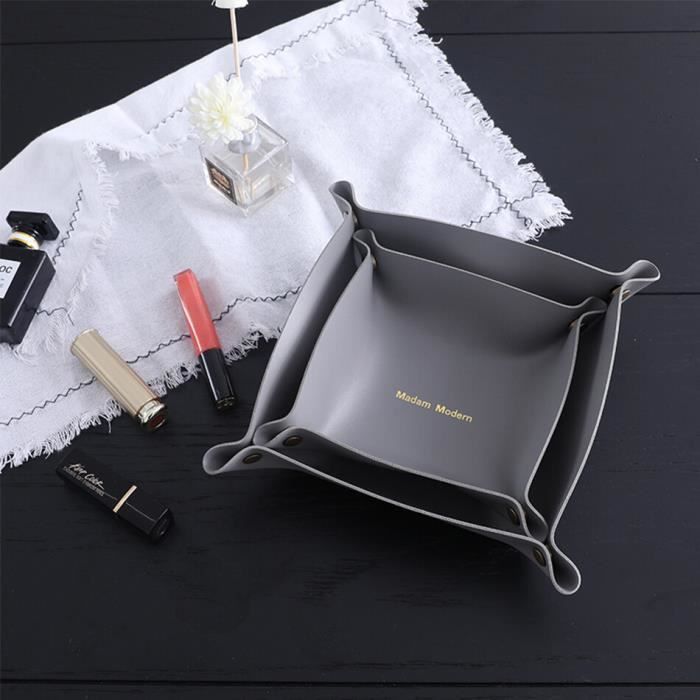 SITHON Plateau De Rangement En Cuir PU – Organisateur Élégant Pour Clés, Monnaies, Montre, Portefeuille – Noir Chic