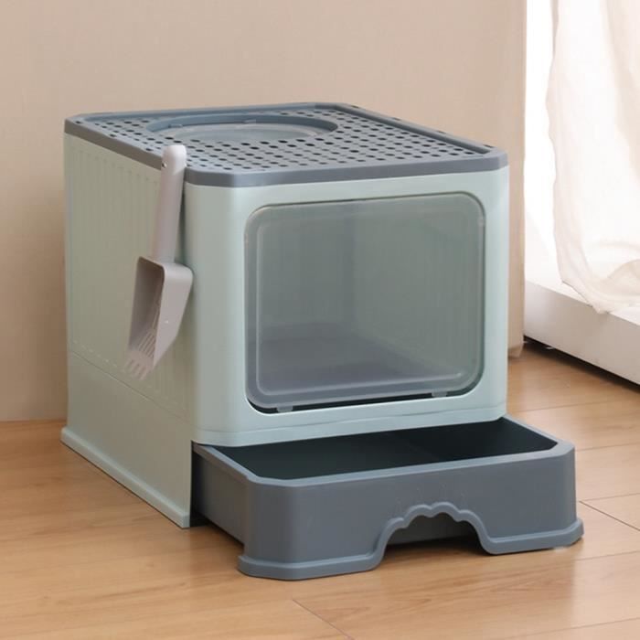 Toilettes pour chats anti-éclaboussures entièrement fermées - Yipeema - Taille 50*35*38CM - Vert - Moyen - Chat