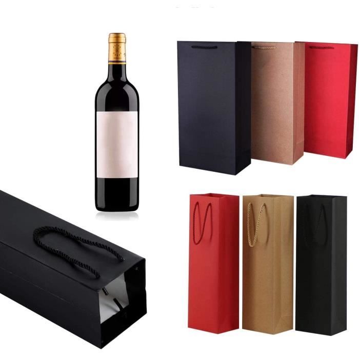 Sac plastic rouge avec motifs pour 1 bouteille 100 pcs