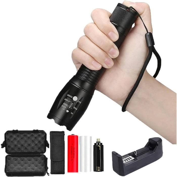 Lampe Torche LED Ultra Puissante, 900000 Lumens, Zoomable, 11 Modes Etanche Portable Tactique Militaire Lampe De Poche 99258289