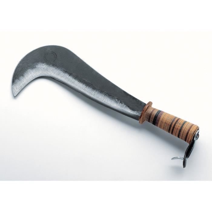 27 CM ET 625 GRAMMES AUSONIA SERPE AVEC LAME FORGÉE EN ACIER AIGUISÉ MANUELLEMENT À RUBAN AVEC MANCHE EN CUIR