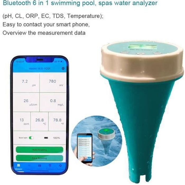 Testeur PH Haute Précision Pour Piscine - Écran LED Rétroéclairé Bleu, Précision ±0.01, Compensation Automatique Température - Simple D'utilisation - 8