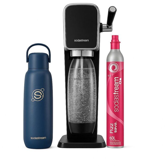 Machine à soda et eau pétillante - SODASTREAM - ART - 1 recharge de gaz 60 L - Noir + Bouteille isotherme - Fizz&Go Cool - 09L