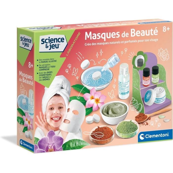 Coffret scientifique pour créer des masques de beauté naturels et doux - Clementoni - Science & Jeu