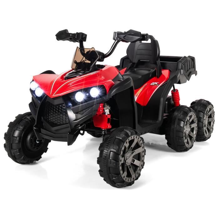 Quad &Eacute;lectrique Pour Enfants Costway - 6 Roues, 4 Moteurs, Led, Musique, Usb - Rouge.