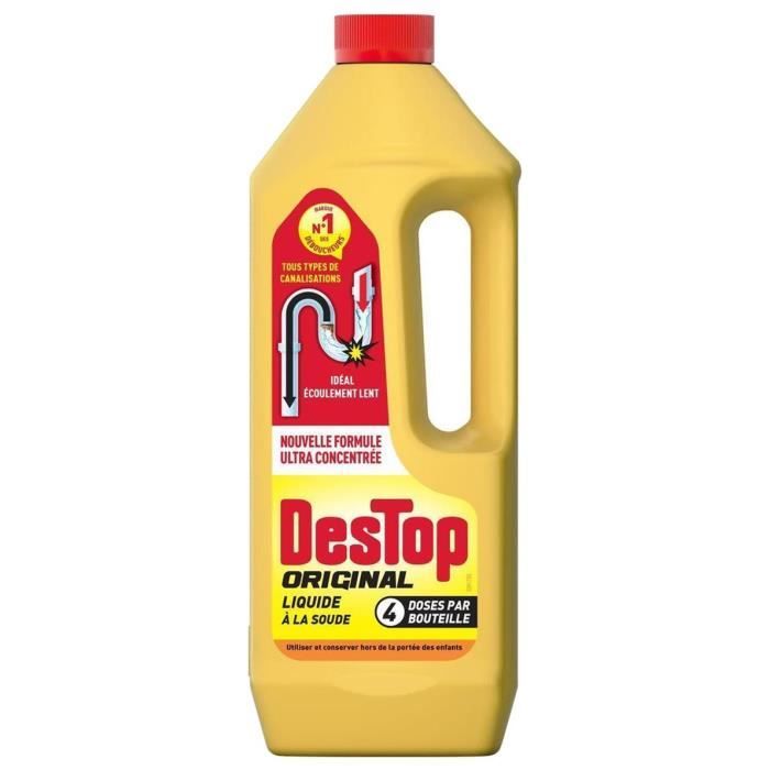 Déboucheur Liquide - Destop - 4 doses - Formule concentrée pour dissoudre toutes les matières organiques
