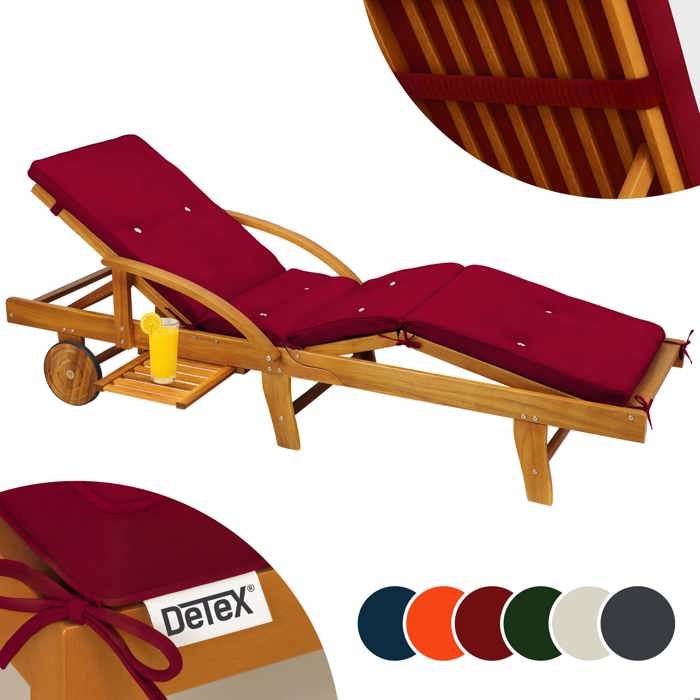 Coussin pour transat rouge chaise longue de jardin 195 cm Hydrofuge Coussin bain de soleil intérieur extérieur