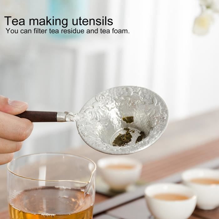 Filtre à thé passoire à thé en maille fine non toxique en forme de fleur de  prunier exquise argent durable