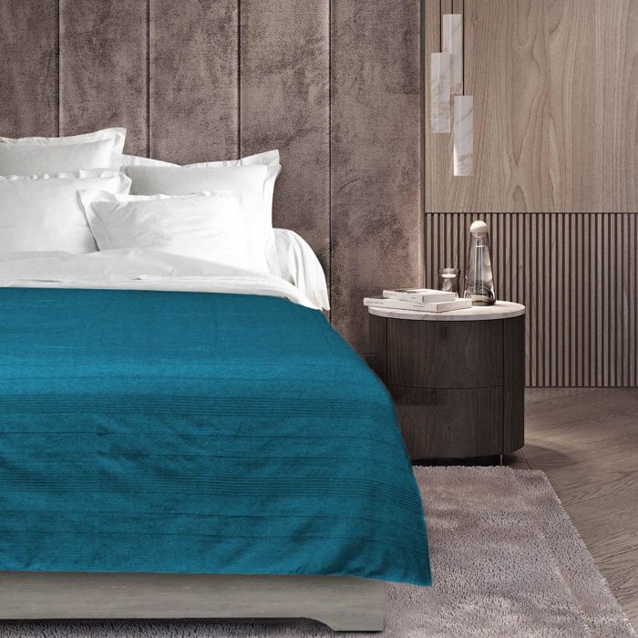 Plaid enroulable 180 x 220 cm – Polycoton – Lucile Bleu Plaid enroulable 180 x 220 cm – Polycoton – Lucile Bleu