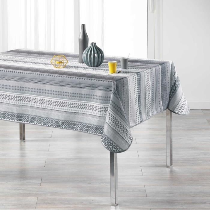 Nappe Anti-Taches Rectangle 150x200cm Bord De Mer Bleu Beige - Déperlant Lavable