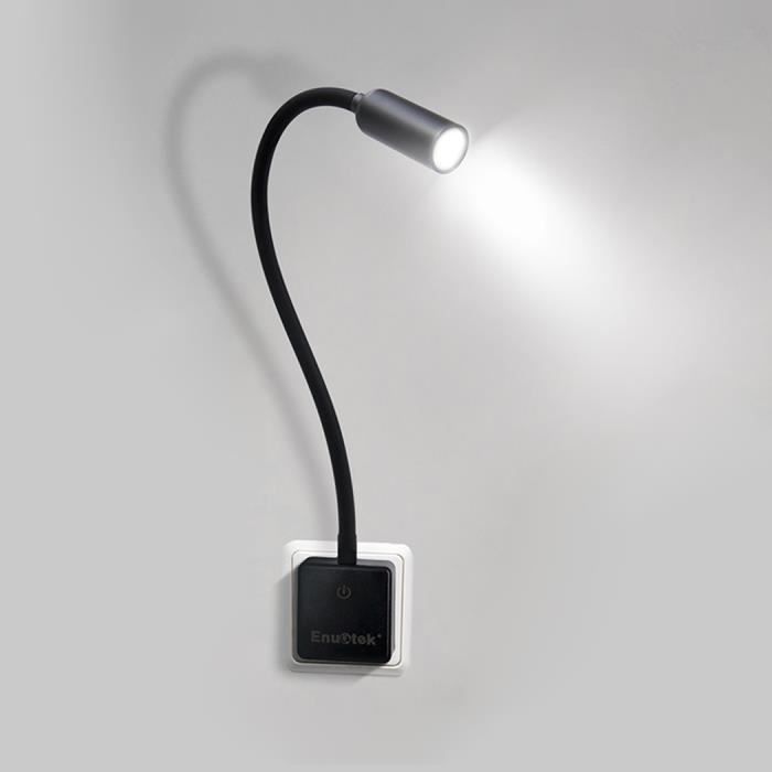 Applique LED luminaire mural lampe DEL éclairage bras flexible lecture chrome