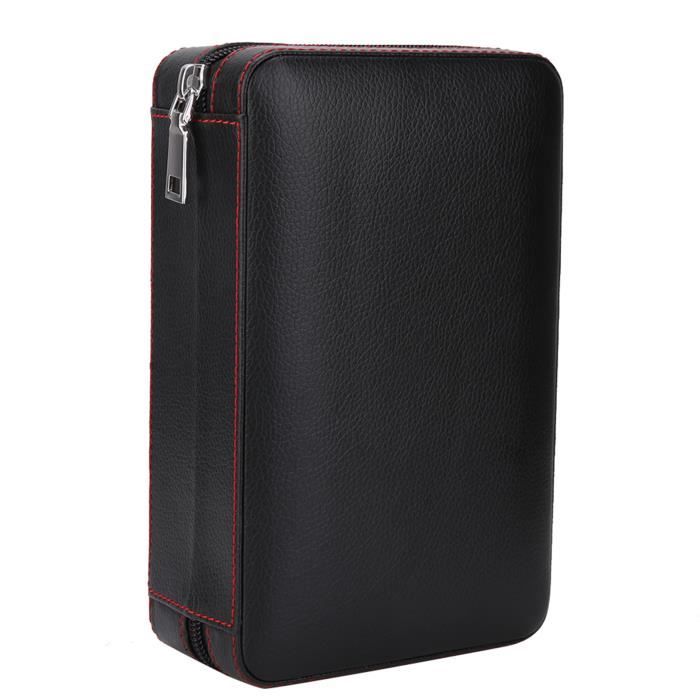 Contacts Cave à cigares portable avec coupe-cigares, fente pour briquet, étui en cuir pour 5 cigares avec doublure en polaire fine, organiseur multifonction pour téléphone portable avec dragonne Contacts Cave à cigares portable avec coupe-cigares, fente pour briquet, étui en cuir pour 5 cigares avec doublure en polaire fine, organiseur multifonction pour téléphone portable avec dragonne
