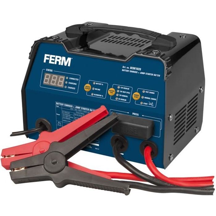 FERM Chargeur de batterie 6 V/12 V 12 A BCM1020