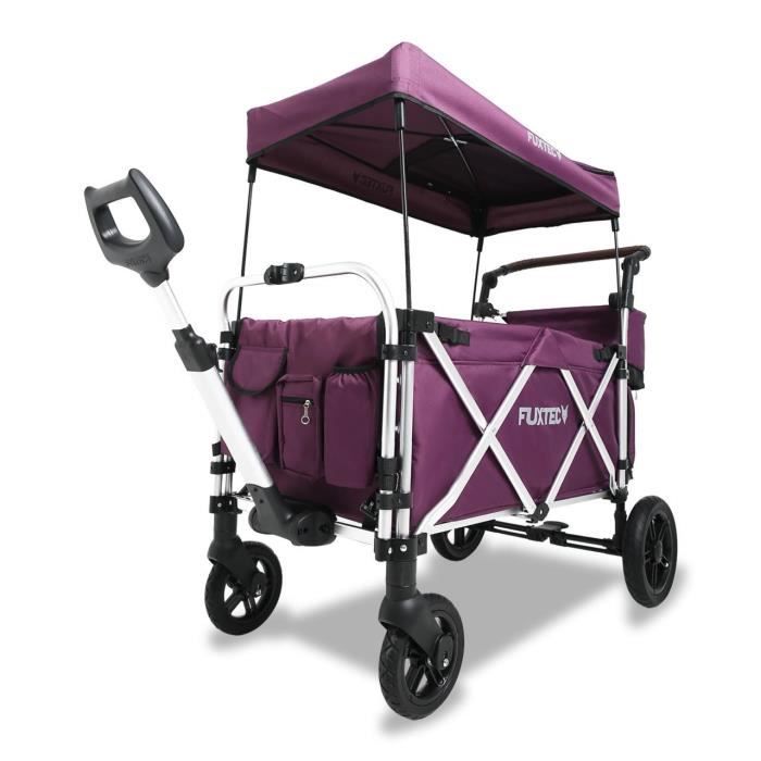 Chariot de transport enfant - FUXTEC Super Cruiser + - Pourpre - pliable charge 75 kg