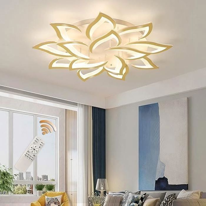 GANEED Plafonnier LED Dimmable Plafonnier 14 Pétale en Forme de Fleur Plafonnier Moderne avec Télécommande