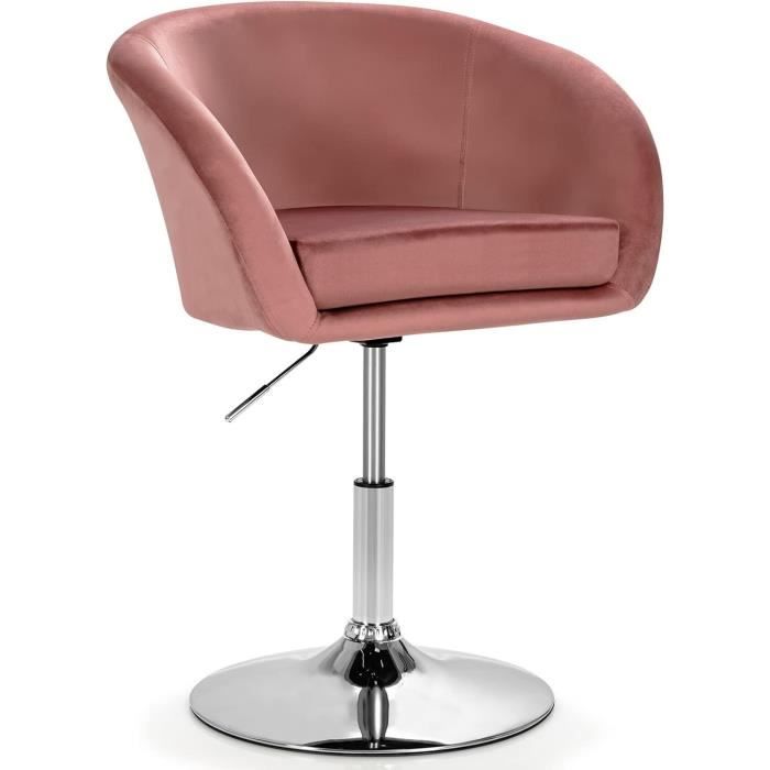 giantex tabouret de bar en velours,chaise de coiffeuse pivotante à 360°,hauteur réglable,fauteuil rembourré cadre en métal,rosé