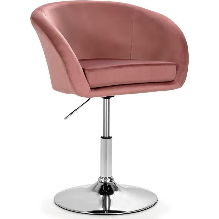 GIANTEX Tabouret de Bar en Velours Chaise de Coiffeuse Pivotante à 360° Hauteur Réglable Fauteuil Rembourré Cadre en Métal Rosé GIANTEX Tabouret de Bar en Velours Chaise de Coiffeuse Pivotante à 360° Hauteur Réglable Fauteuil Rembourré Cadre en Métal Rosé