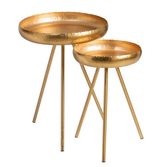 set de 2 tables gigogne tero ronde métal or jaune metal inside75