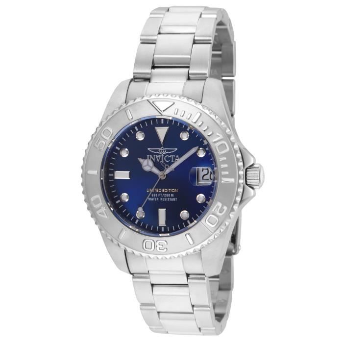 Invicta Pro Diver Montre Femme Quartz 24 Mm Acier Inoxydable – Cadran Noir – Plongée 100 M