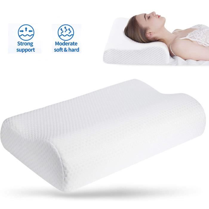 Oreiller ergonomique cervical à mémoire de forme anti-douleur 74X48cm  oreiller confort du sommeil orthopédique respirant lavable - Cdiscount  Maison