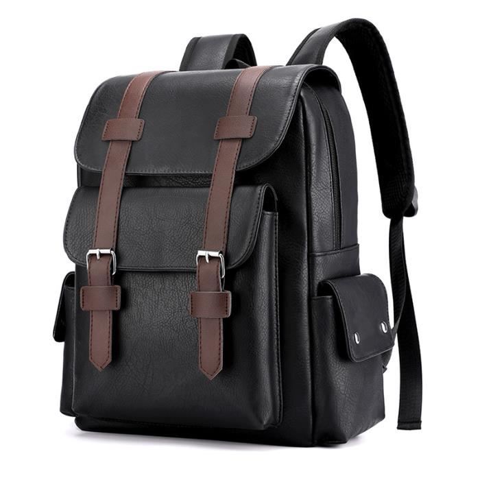 Sacoche Bandoulière Homme En Cuir Véritable Noir - Taille Moyenne, Grande Capacité - Neuf Avec étiquettes
