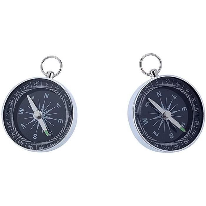 Boussole De Poche Aluminium 45 Mm - Haute Précision, Cadran Blanc, Pour Randonnée, Camping, Survie