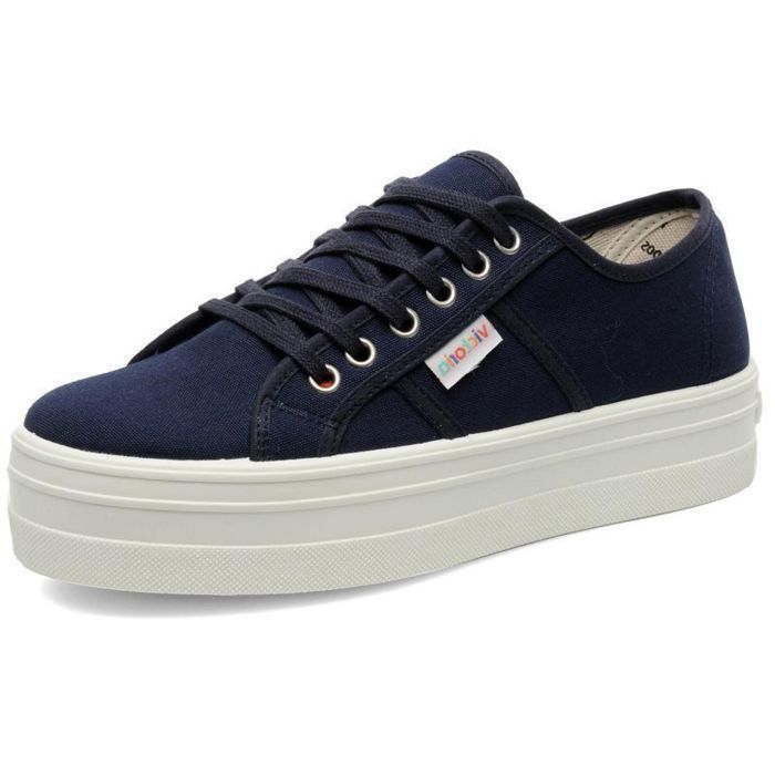 Victoria Chaussures Femme - VICTORIA - 109200 Bleu Marino - Toile en coton - Fermeture à lacets