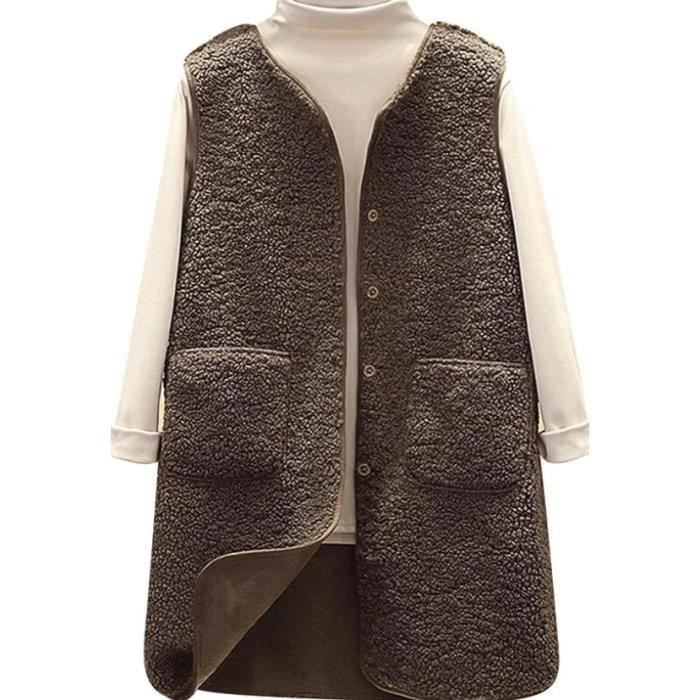 Gilet Sans Manches En Molleton Polaire Femme – Coupe Classique, Boutonnée, Avec Poches, Chaud Pour Automne/Hiver