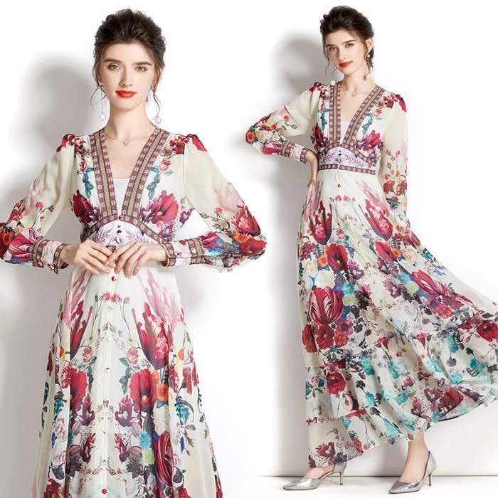 Robe Philosophy Imprimé Floral Noir Et Rouge - Taille XS, Manches Longues - Occasion Bon état