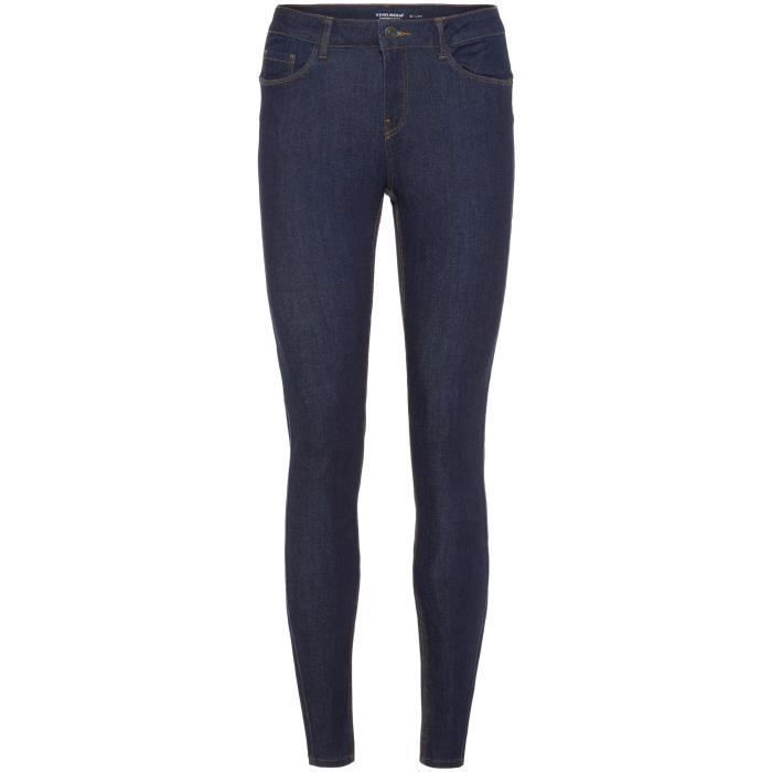 vero moda jean push up skinny fit - femme - dark blue denim